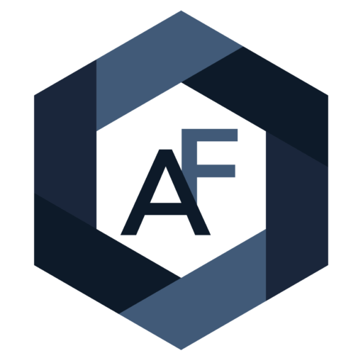 Logo hexagone et initiales Antony Falusi avec dégradé de bleu