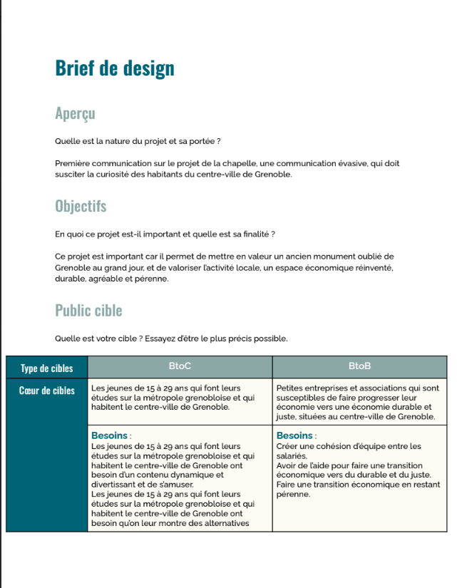 Brief de design Chapelle des Pénitents blancs GrenobLE LAB 1/5