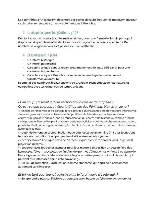 Compte rendu lecture livre chapelle des pénitents blancs 2/2